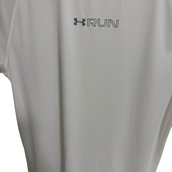 Under Armour RUN Fitted T Shirt Short Sleeve Size Large Heatgear White - Picture 3 of 6